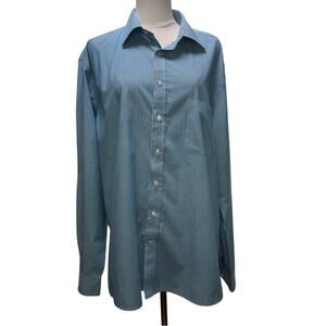 Stafford Travel Easy Care Broadcloth Long Sleeve Button Up Shirt Size 17 36-37